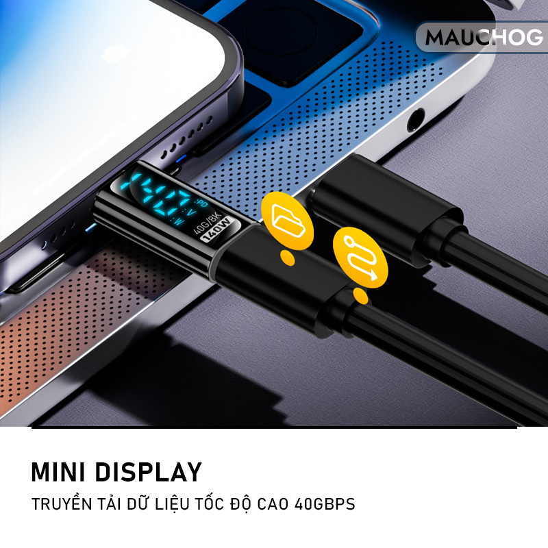 Đầu Chuyển Đổi Dây Cáp Sạc Type C Sang L 35W Màn Hình Led Cho Điện Thoại iPhone iPad Samsung