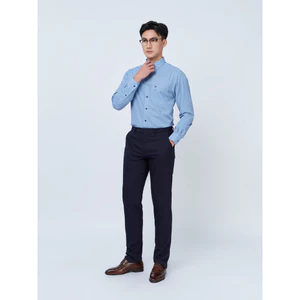 Sơ mi dài tay vạt tròn VIETTIEN vải sợi tre phom REGULAR VT00000326