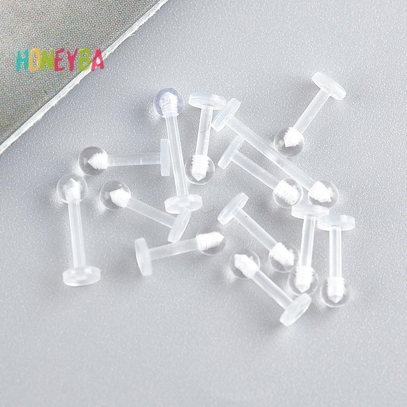 < Honeyba > 10 Chiếc Acrylic Trong Suốt Lip Stud Xuyên Vòng Sụn Tai Thanh Tragus