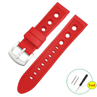 Dây đeo đồng hồ silicon chống nước Dây đeo đồng hồ cao su 22mm Dây đeo đồng hồ thể thao Diver Vòng đeo tay nam nữ Dây đeo cổ tay có khóa màu đen bằng thép không gỉ