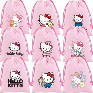 Túi dây rút HelloKitty túi lưu trữ hoạt hình túi quà tặng túi vải sang trọng