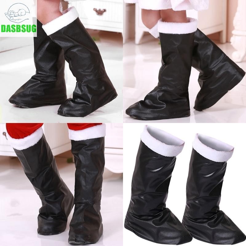 Christmas Santa Boot Covers PU Santa Boots Christmas Footwear for Kids Adults