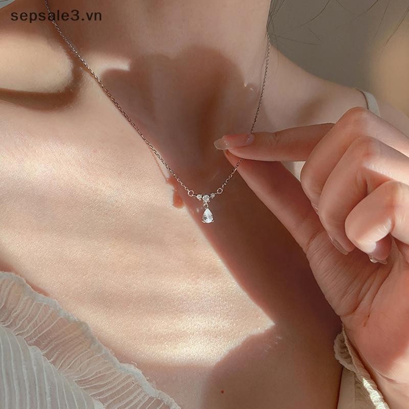 # Sepsale # Vòng cổ Zircon thời trang mới Vòng cổ mặt dây chuyền giọt nước pha lê Dây chuyền xương đòn Thiết kế đơn giản Trang sức kim cương giả nhỏ Tính khí Tiệc cưới Phụ kiện quà tặng đám cưới.