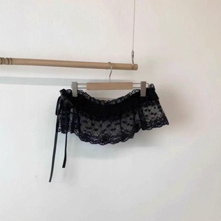 WEAVELYF Ren Xù Váy, Y2K Dạo Phố Nhìn Xuyên Qua Ren Váy Mini, Thêu Hoa Bông Tai Kẹp Mông Rèm Trang Trí Quần Jean