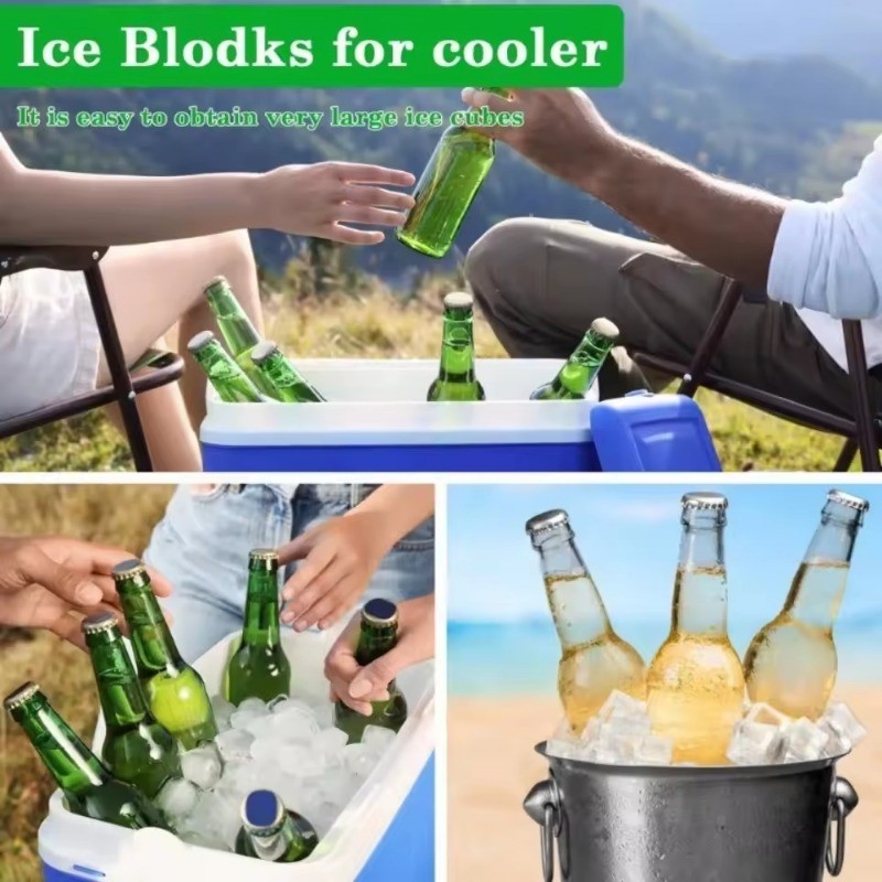 Hộp khuôn khay đá lớn 4 / 6 / 8 - Khuôn khay vuông bằng silicon - Mẫu máy làm đá viên tự làm Bar Pub Wine Ice Blocks - Khuôn làm đá lưới vuông - Phụ kiện quầy Bar nhà bếp