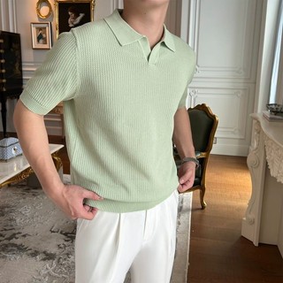 Áo sơ mi Polo ngắn tay DICHUANGZHE Slim Fit dành cho nam - Màu trơn, sành điệu & mặc thường ngày