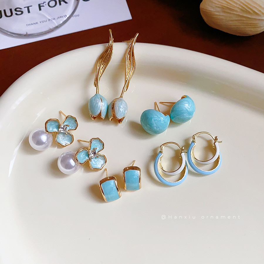[Jewbeauty] Bông tai rỗng tròn dầu nhỏ giọt cổ điển Bông tai phong cách Hồng Kông Thời trang cá tính cao cấp của trang sức
