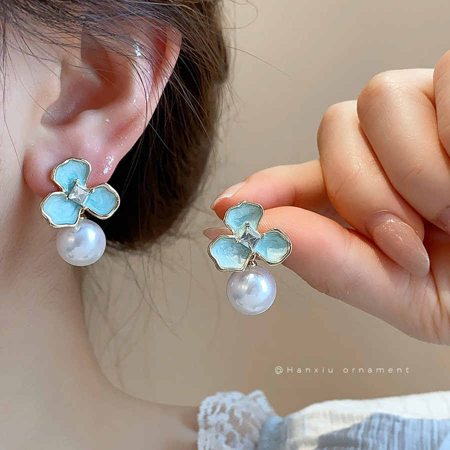 [Jewbeauty] Bông tai rỗng tròn dầu nhỏ giọt cổ điển Bông tai phong cách Hồng Kông Thời trang cá tính cao cấp của trang sức