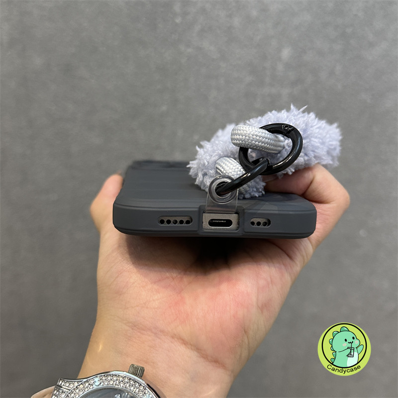 Vỏ Có Dây Đeo Sang Trọng Cho iPhone 17 Pro Max 17 Air 16E 16 Pro Max 17Air 17ProMax Vỏ 3D Đơn Giản Hoạt Hình Dễ Thương Màu Kẹo Dây Đeo Tay Chống Sốc Trượt Matte Soft Case