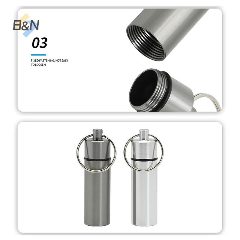 Hộp đựng thuốc hợp kim nhôm chống thấm nước B & N Hộp đựng móc khóa Hộp đựng thuốc du lịch ngoài trời di động Hộp đựng chai.