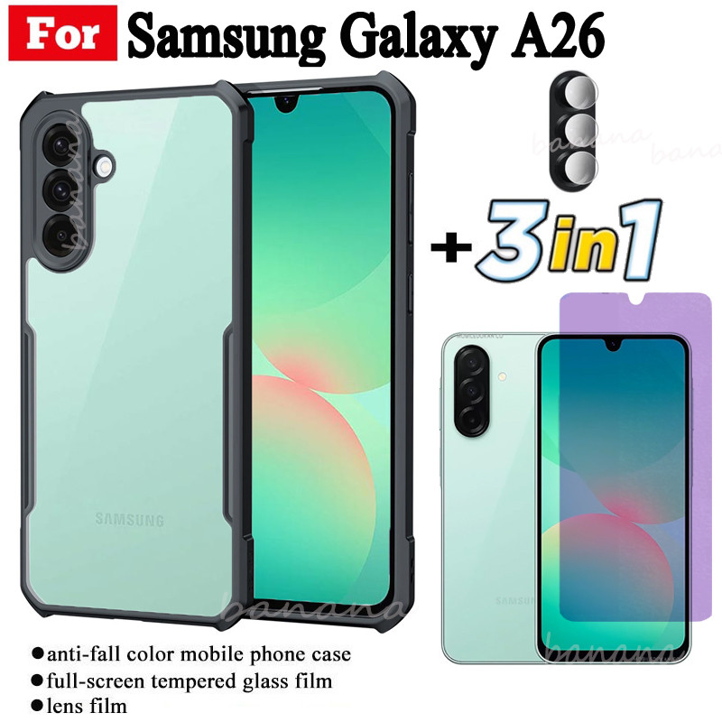 Ốp Điện Thoại Chống Sốc Samsung Galaxy A26 Cho Samsung A16 A26 A36 A56 Kính Cường Lực Và Ống Kính Chống Tia Xanh