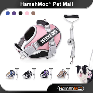 Bộ dây nịt và dây xích cho chó bền bỉ HamshMoc Dây đeo ngực thú cưng có thể điều chỉnh chống đầy đặn Dây chì mạnh có tay cầm mềm cho chó lớn vừa đi bộ