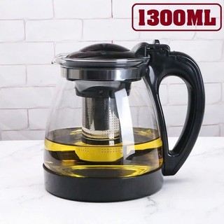 Bình Lọc Trà Thủy Tinh Dung Tích Lớn 1300ml Sang Trọng Lõi Lọc có tháo rời Inox 304 Cao Cấp Kiểu Dáng Hiện Đại