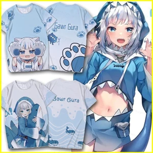 Gn Hololive Vtuber Gawr Gura Áo Thun Anime Tay Ngắn Áo Sơ Mi Rời Thời Trang Plus Size NG