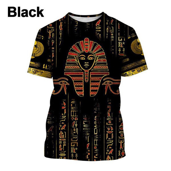 Áo thun thời trang mới về, unisex, in 3D mặt thần Horus cổ đại, mắt thần Ai Cập, mặt pharaoh Anubis, thời trang đường phố