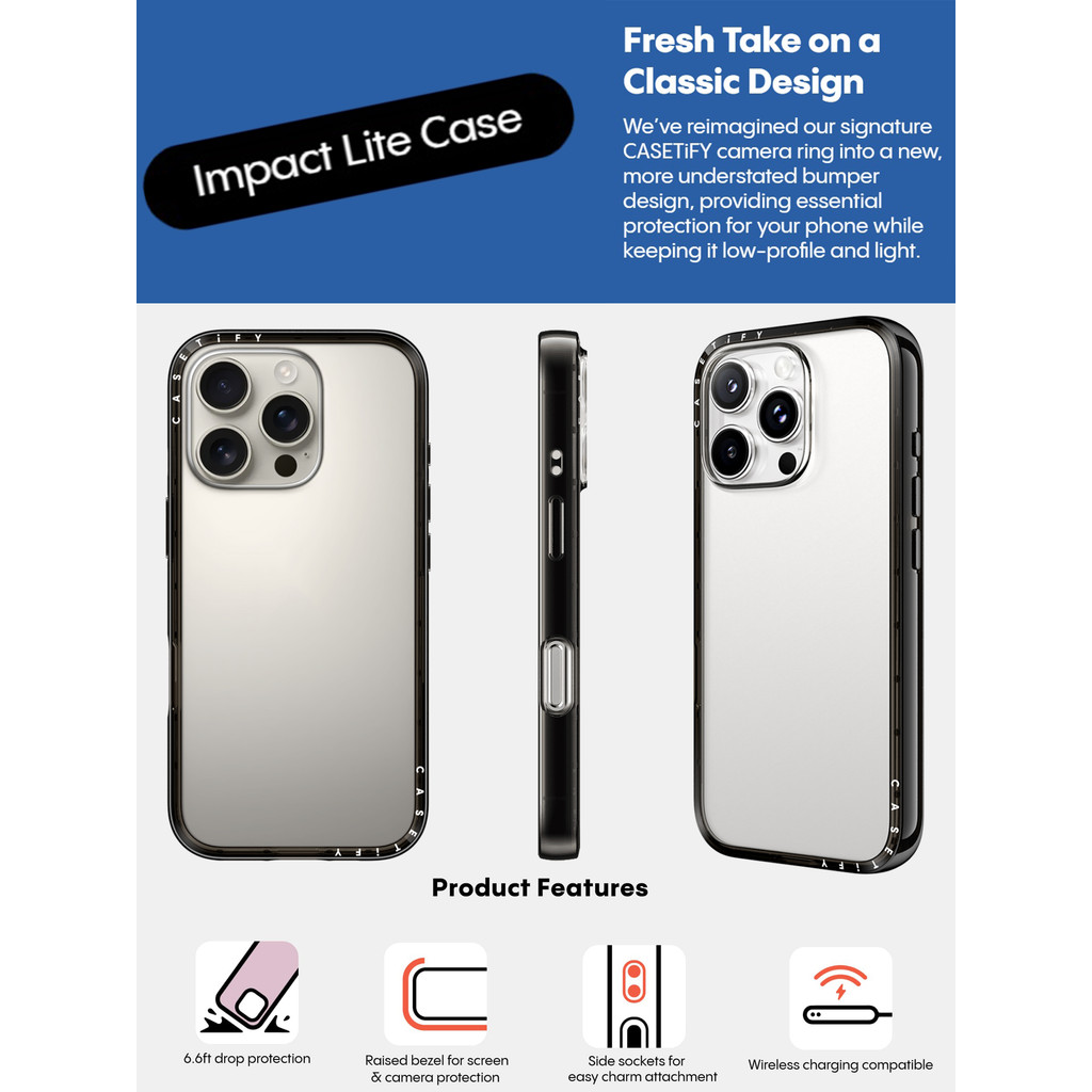 CASETiFY X Impact Lite Ốp Lưng Cứng Trong Suốt Cho Apple IPhone 14 Pro Max 15 Pro Max 16 Pro Max Có Hộp