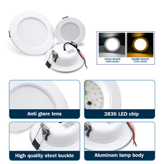 Đèn Led SMVP 5W 9W 12W 15W 18W Đèn trần Led tròn âm trần 220V Đèn bảng điều khiển Chiếu sáng trong nhà Trắng ấm / lạnh