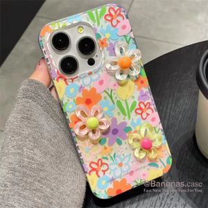 Ốp điện thoại mềm hình hoa dễ thương 3D DIY cho iPhone 17 16 15 14 13 12 11 Pro Max X Xr XsMax 7 8 Plus SE2020
