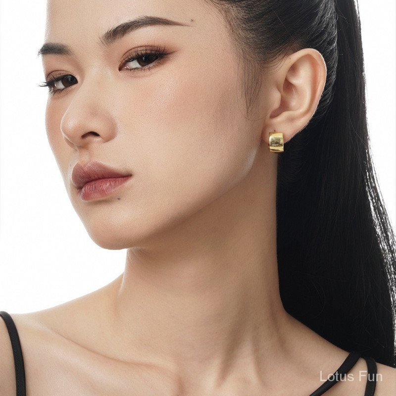 E6067 Nữ S925 Bạc Hình Học Tròn Họa Tiết Bóng Bông Tai Phong Cách Thoáng Mát Cao Cấp Cá Tính Tính Khí Phụ Kiện Thời Trang Trang Trang Sức