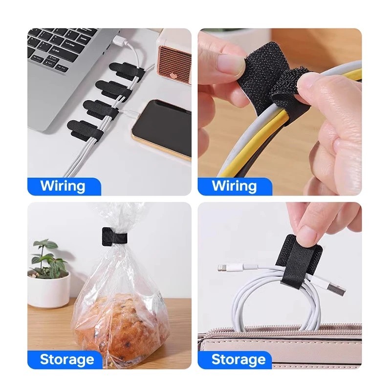 Bộ sắp xếp cáp 10Pc - Dây buộc khóa kéo phân loại cáp dữ liệu - Dụng cụ cố định mặt sau tự dính - Nhãn dán cố định đa chức năng trong gia đình - Dây buộc cáp treo tường cho dây nguồn, tai nghe