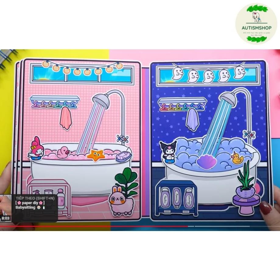 Đồ chơi giấy ngồi nhà búp bê bằng giấy tocaboca Wednesday Ngôi nhà của kuromi và My Melody thủ công