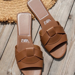 ZA Xuyên Biên Giới Size Lớn 2024 Mùa Hè Dép Nữ Ngoại Thương Cross Flat Dép Đơn Giản Phù Hợp Với