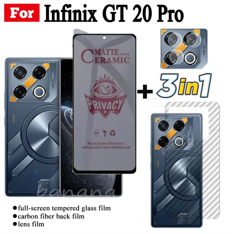3 TRONG 1 Infinix GT 20 Pro Phim Gốm Chống Gián Điệp Riêng Tư Cho Infinix Note 40 30 10 Pro Smart 8 Pro 8 Plus Smart 7 Ống Kính Máy Ảnh Kính Bảo Vệ Màn Hình Và Phim Mặt Sau