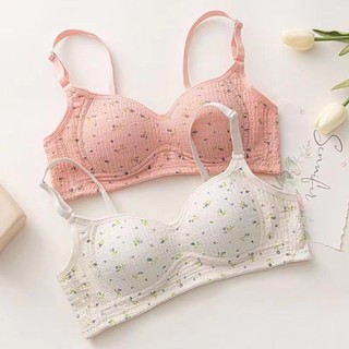 Quần lót liền mạch NICOLOO, Áo ngực hoa gợi cảm ngọt ngào cho bé gái, Áo ngực tăng cường in hoa thoáng khí không dấu vết cho nữ