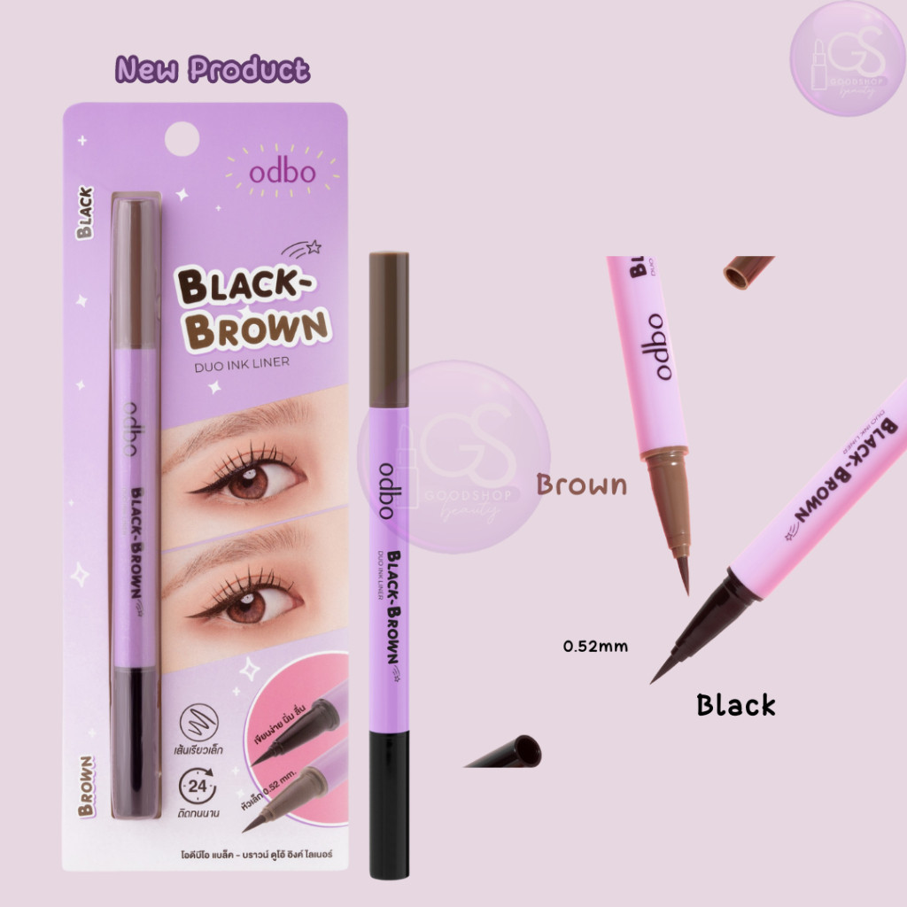 bút kẻ mắt 2 đầu 2 màu đen và nâu black brow Odbo black-brown duo ink liner  od3016 0.3+0.3g