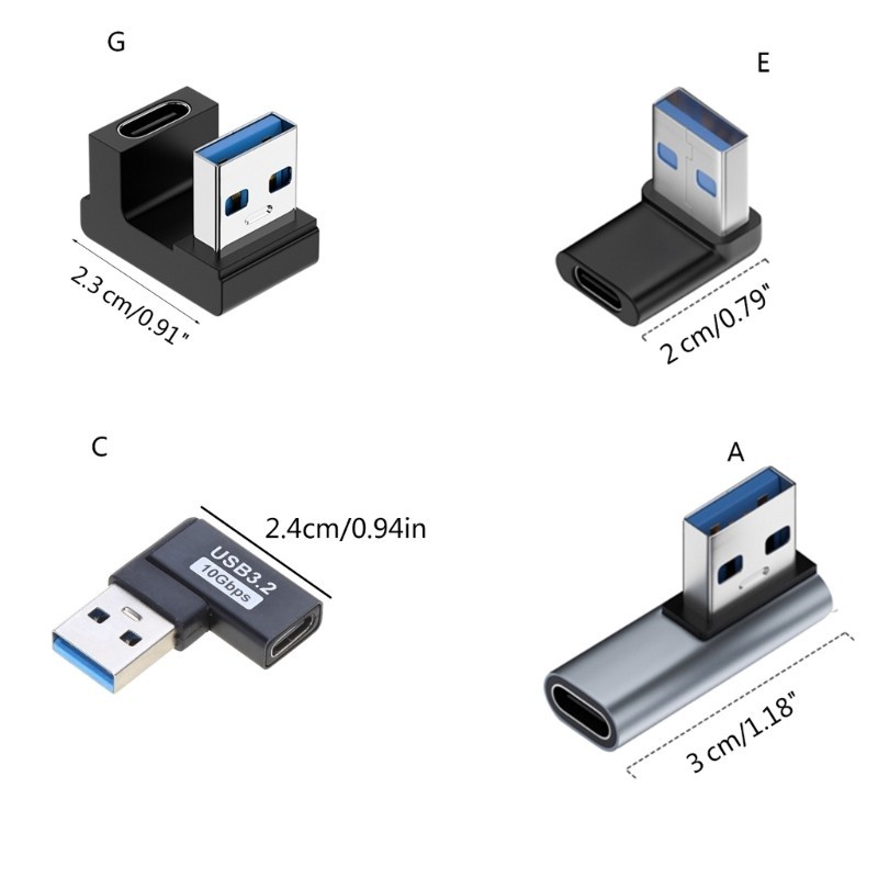 Camp USB 3 0 Nam Sang Type C Nữ Góc Trái 90 Độ Adapter 10Gbps Cho Laptop