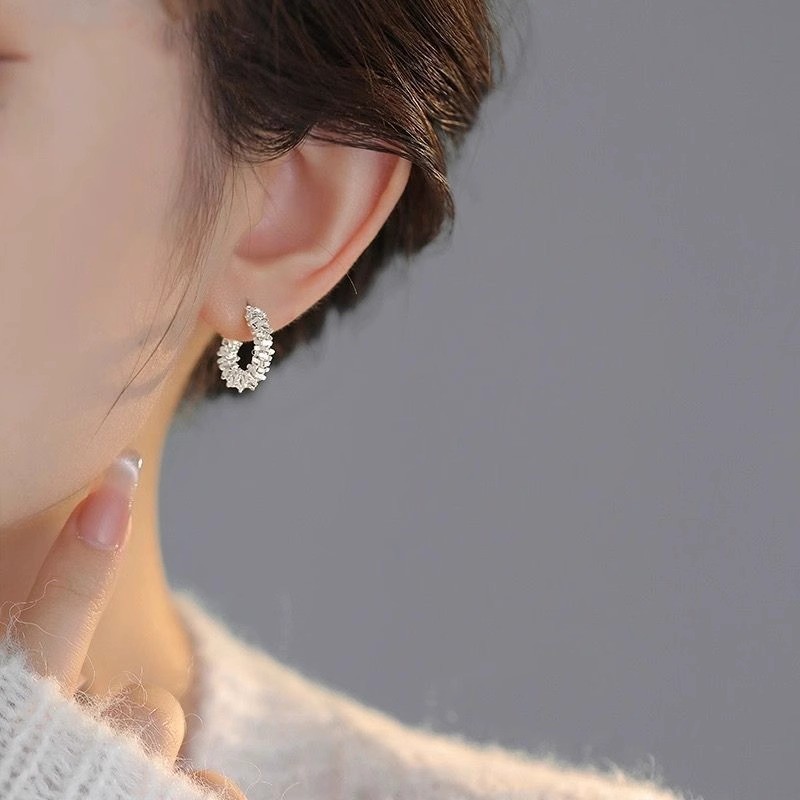Bông tai nữ ngọc trai bạc Bông tai sang trọng nhẹ thời trang