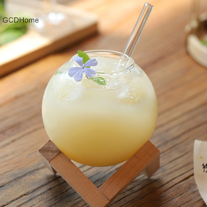 Gcdhome Cocktail Cốc Thủy Tinh Có Chân Đế Bằng Gỗ Sáng Tạo Thanh Thủy Tinh Uống Ronud Cocktail Mặt Trăng Cốc Trái Cây Nước ép Tumbler HOT