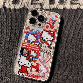 Ốp điện thoại di động thiết kế quái vật hoạt hình Sanrio Hello Kitty cho IPhone 11 15 14 13 Pro Max 12 / 8se 7 Plus XS Chất liệu silicon chống nước và chống sốc Vỏ mới