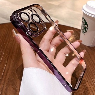 Vỏ Sang Trọng Cho iPhone 15 Pro Max 14 Plus 13 12 Mini 11 Pro Max Vỏ Điện Thoại Trong Suốt Mạ Điện Trong Suốt Siêu Mỏng Vỏ Mềm Bảo Vệ Camera