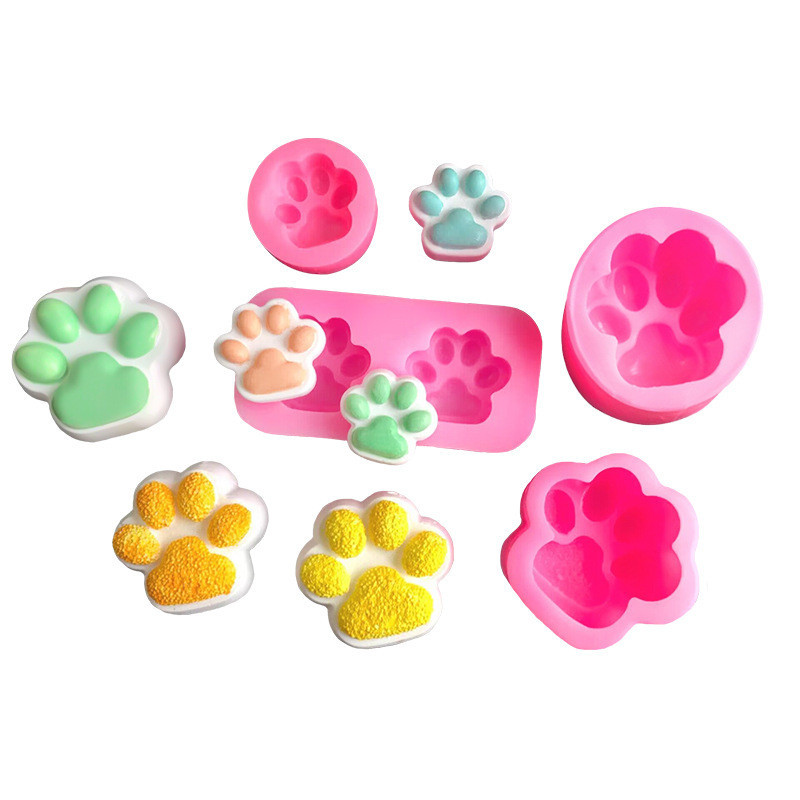 3d Cat 's Paw Series Khuôn Silicon Fondant Chocolate Khuôn Thơm Thạch Cao Nến Handmade Xà Phòng Khuôn Sáp Chai Đường Khuôn DIY Khuôn Nướng Bánh