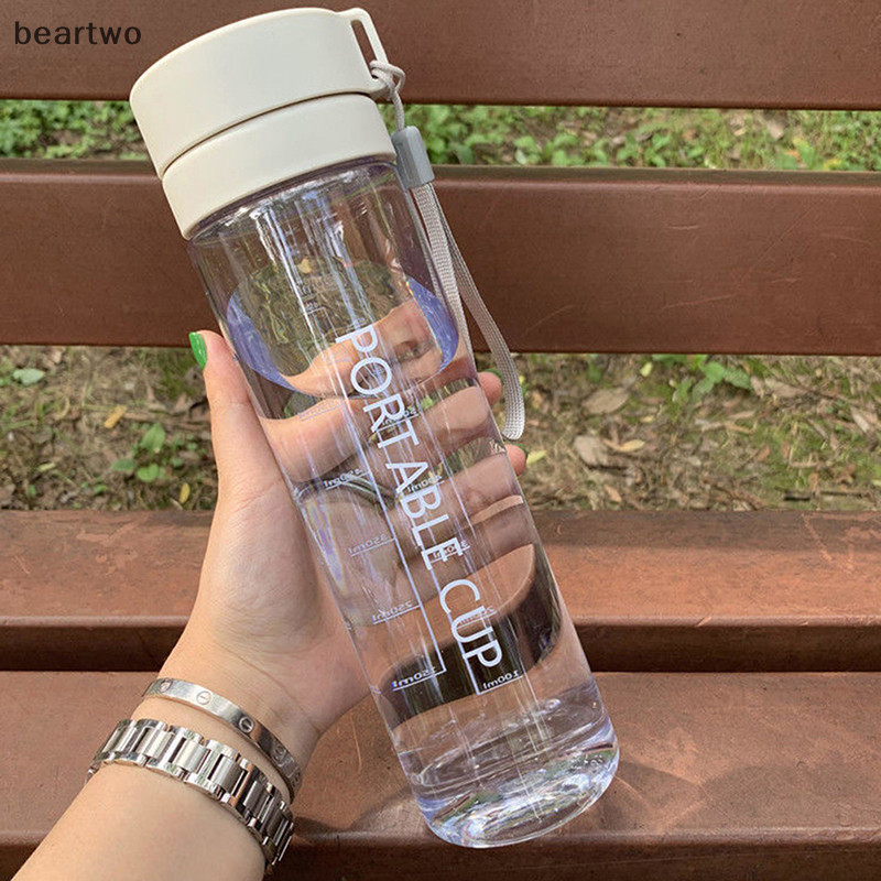 < Beartwo > 600ml Nước ép chanh thể thao dung tích lớn Chai nước uống Infuser Chai nước nhựa cầm tay trong suốt Đẹp