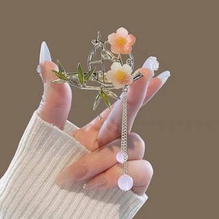 Mauropoli [Sẵn Sàng] Phụ Kiện Tóc Mộc Lan Mùa Hè Nữ Cổ Kẹp Tóc Tua Rua Kẹp Tóc Tóc Gãy Bên Kẹp Nổ Kẹp Hanfu Sườn Xám Phụ Kiện