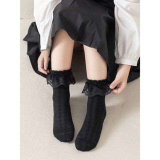 Tất Vớ Cotton Viền Ren Bèo, Tất Màu Trơn Nhiều Kiểu Phong Cách Lolita Cho Bé HaminStore