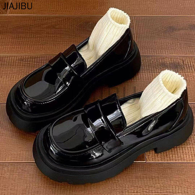 Size 34-46 Giày Da Nhỏ JK Gót Dày Phong Cách Anh Quốc Giày Nữ Cỡ Lớn 45 Giày Lười Kéo Mũi Tròn Chống Trượt 44 Giày Đi Học Màu Đen Thông Thường Của Nhật Bản 43 Korean Fashion Platform Mary Jane Shoes 42 French Cosplay Doll Shoes Giày Khiêu Vũ Y2K Giày Lười