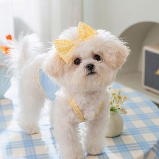2 Chiếc Shihtzu Chó Clothe Puppy Kẹp Tóc Mùa Hè Sling Quần Áo Và Nơ Kẹp Tóc Thú Cưng Mèo Quần Áo Cho Chó Nữ Áo Thun Quần Áo
