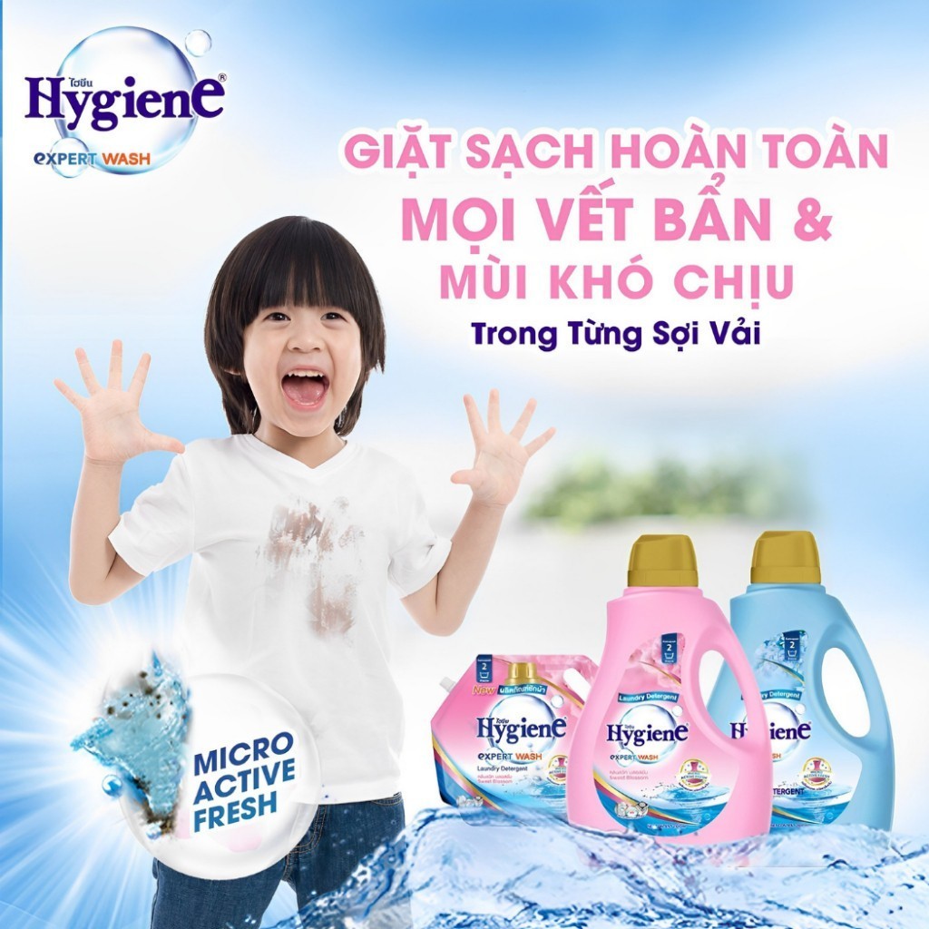 (TRỢ GIÁ) Nước giặt Thái Lan Hygiene túi 1800ml kết hợp xả vải giúp áo quần thơm lâu  !