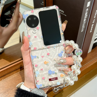 Ốp điện thoại gấp cho Oppo Find N2 N3 Flip Trong suốt gợn nước nhỏ vòng tay hoa vỏ điện thoại tpu cứng