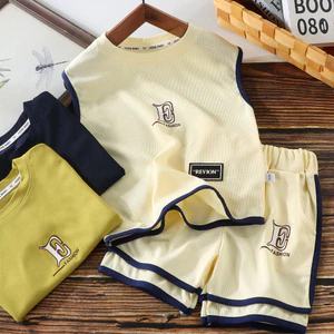 Trẻ Em Phiên Bản Hàn Quốc Áo Vest Phù Hợp Với Bé Trai Bé Gái Vách Ngăn Áo Thun Quần Short Phù Hợp Với Thể Thao Hợp Thời Trang Quần Áo Mùa Hè 90-160 Kích Thước C2W0