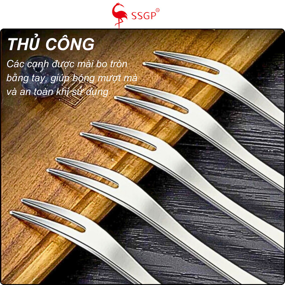 Nĩa ăn trái cây Inox 304 & 316 cao cấp SSGP  - SS11415 nĩa hoa quả xiên trái cây