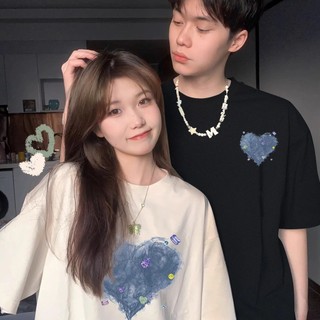 HIIXIIVI Mới Phong Cách Hàn Quốc Thời Trang Nữ Quần Áo Rời Cặp Đôi Áo Thun Cotton Tay Ngắn Oversize Tee Nhân Quả Người Phụ Nữ Cổ Tròn Áo