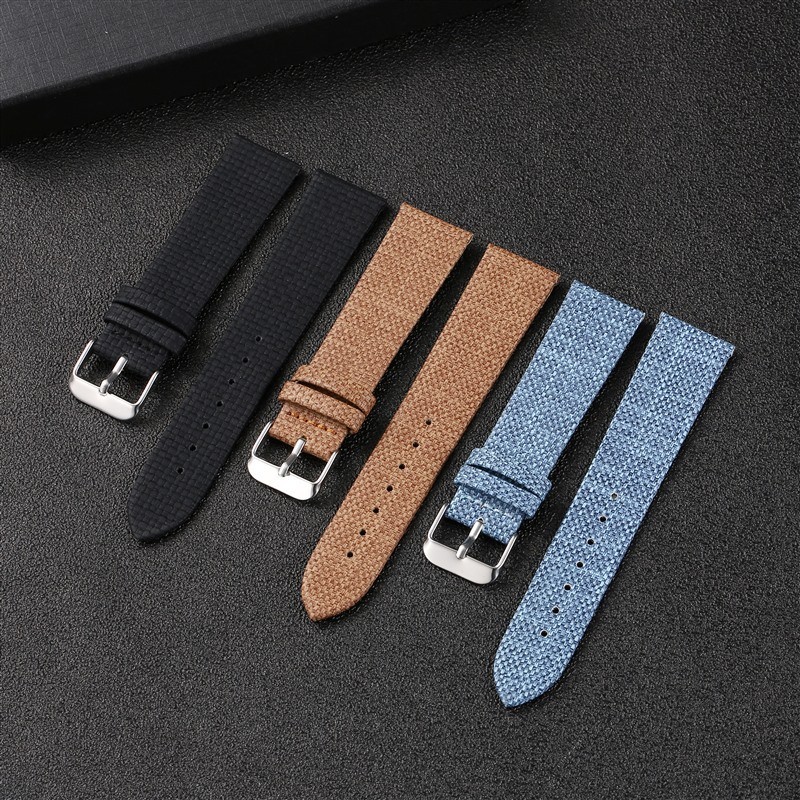 Dây đeo đồng hồ bằng da Nylon Denim siêu mỏng 18mm 20mm 22mm 24mm Vải dệt đơn giản Chính hãng bằng da PU Dây đeo đồng hồ Vòng đeo tay nam nữ màu đen xanh