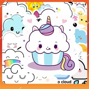 Hộp 50 Sticker Hình ĐÁM MÂY CUTE Decal Phản Quang 7 Màu Halogram Chống Nước NSX Gì Cũng In | MS: 000166