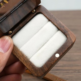 [GOU] Hộp đựng đồ trang sức Quả óc chó Gỗ nguyên khối Hộp đựng nhẫn cưới Trang sức nhỏ để tìm kiếm nhẫn cưới VN
