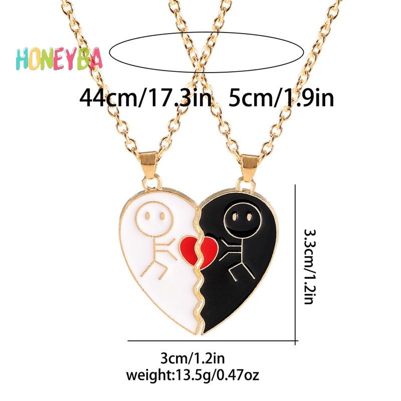 < Honeyba > Vòng cổ cặp đôi trái tim tình yêu Thời trang chắp vá Trái tim Người bạn thân nhất Mặt dây chuyền BFF