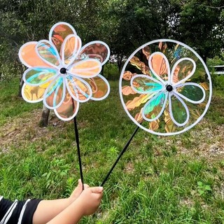 Queenten 1 Mảnh Sân Vườn Trái Cây Phản Quang Sáu Màu Lấp Lánh Hoa Hướng Dương Cối Xay Gió Ngoài Trời Sân Vườn Bãi Cỏ Chim-Scaring Gió Spinner Đồ Chơi Trẻ Em QT